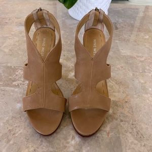Nine West Tan Zipper Back High Heel Sandal